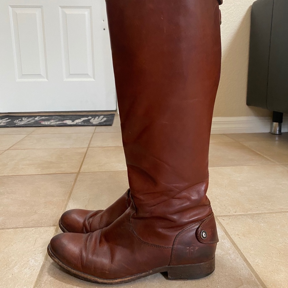 Frye melissa backzip side button riding boot